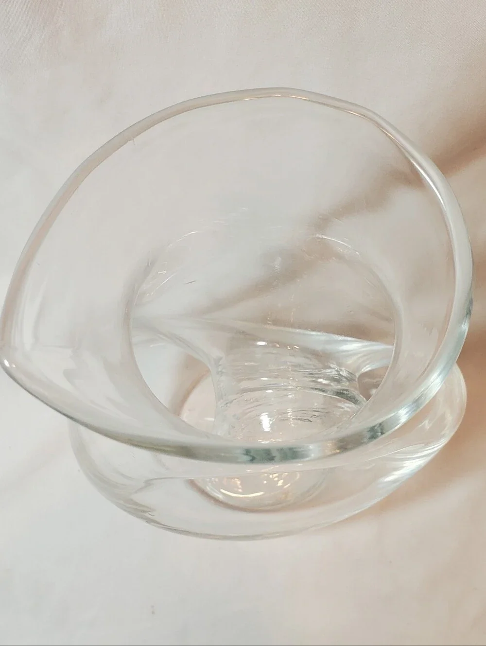 Wine Decanter Clear Glass Pitcher With Donut Hole Cutout Vintage Vase MCM Retro